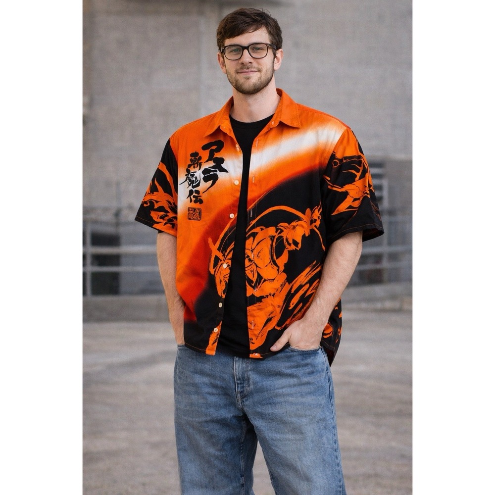 Vintage Y2K Samurai Shodown Asura Button Up Shirt DTEK SNK Anime Gaming Mens XL‎